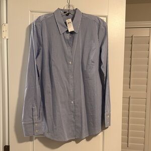 Ann Taylor Blue Striped Blouse